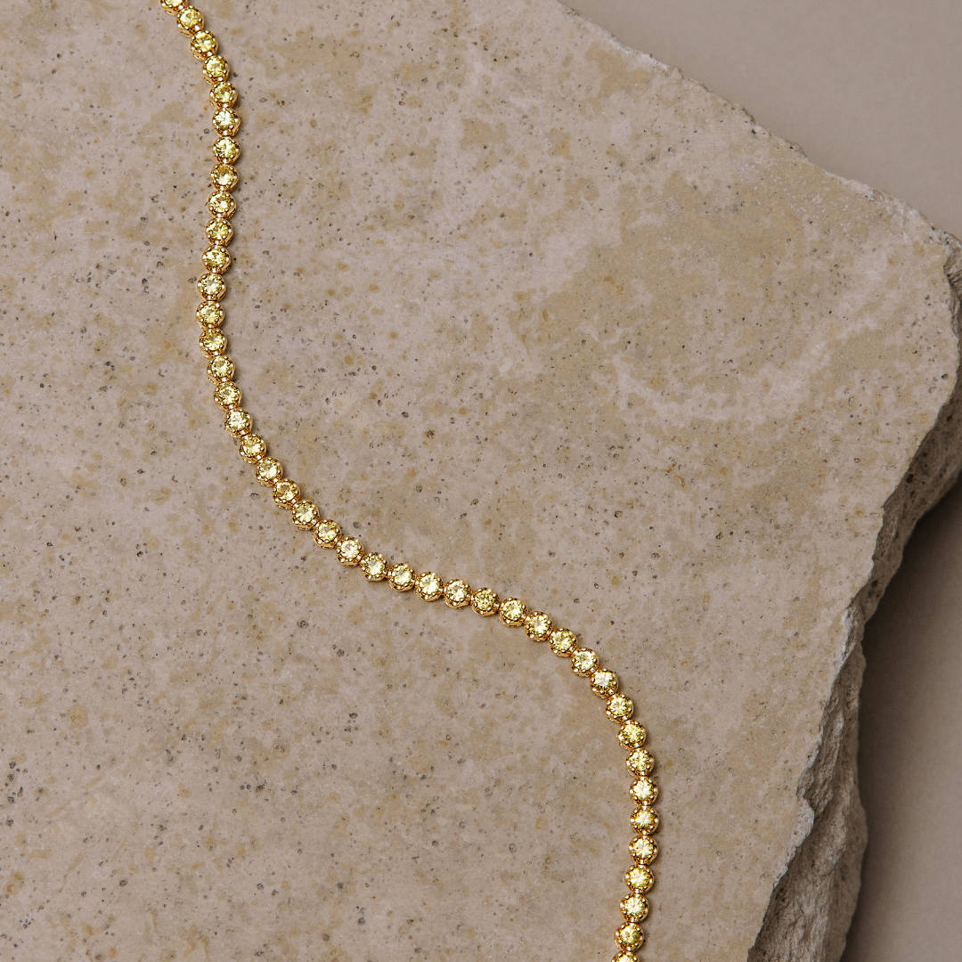 3.07 carat Yellow Sapphire Tennis Bracelet 18 Yellow Gold