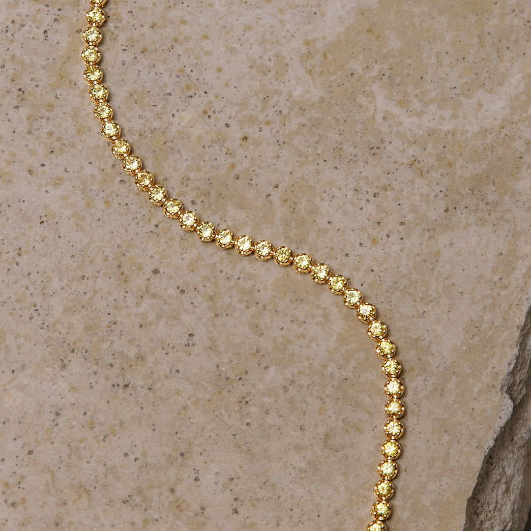 3.07 carat Yellow Sapphire Tennis Bracelet 18 Yellow Gold