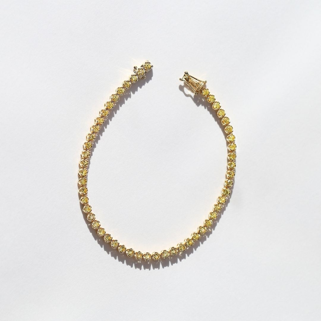 3.07 carat Yellow Sapphire Tennis Bracelet 18 Yellow Gold