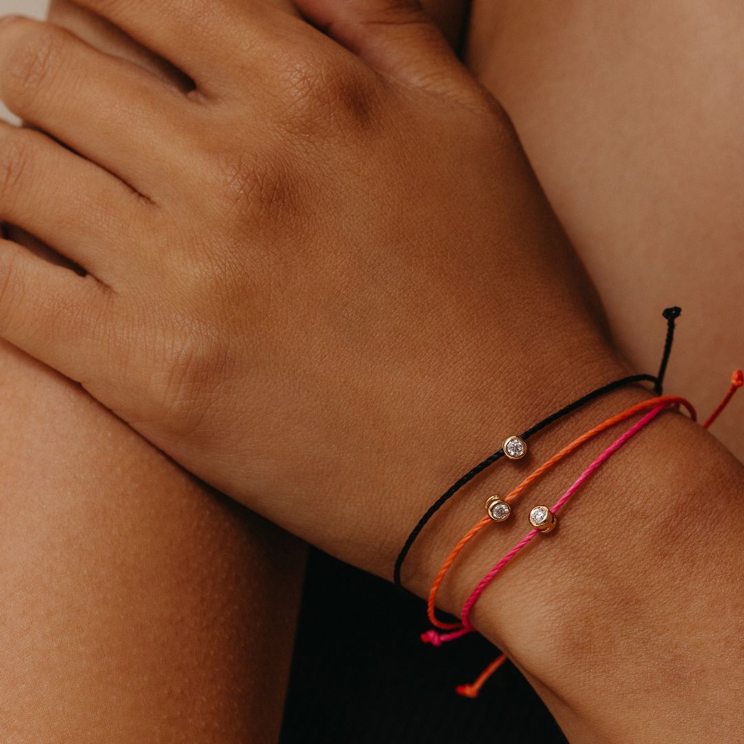 Prima Solitaire Black Cord Bracelet