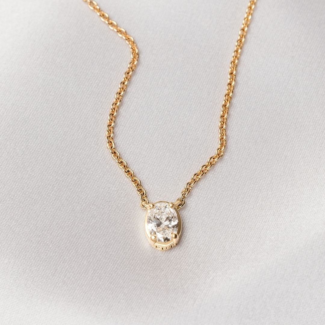 Adora Oval Pendant Necklace - .50 carat Lab Diamond Pendant Necklace 18ct Yellow Gold