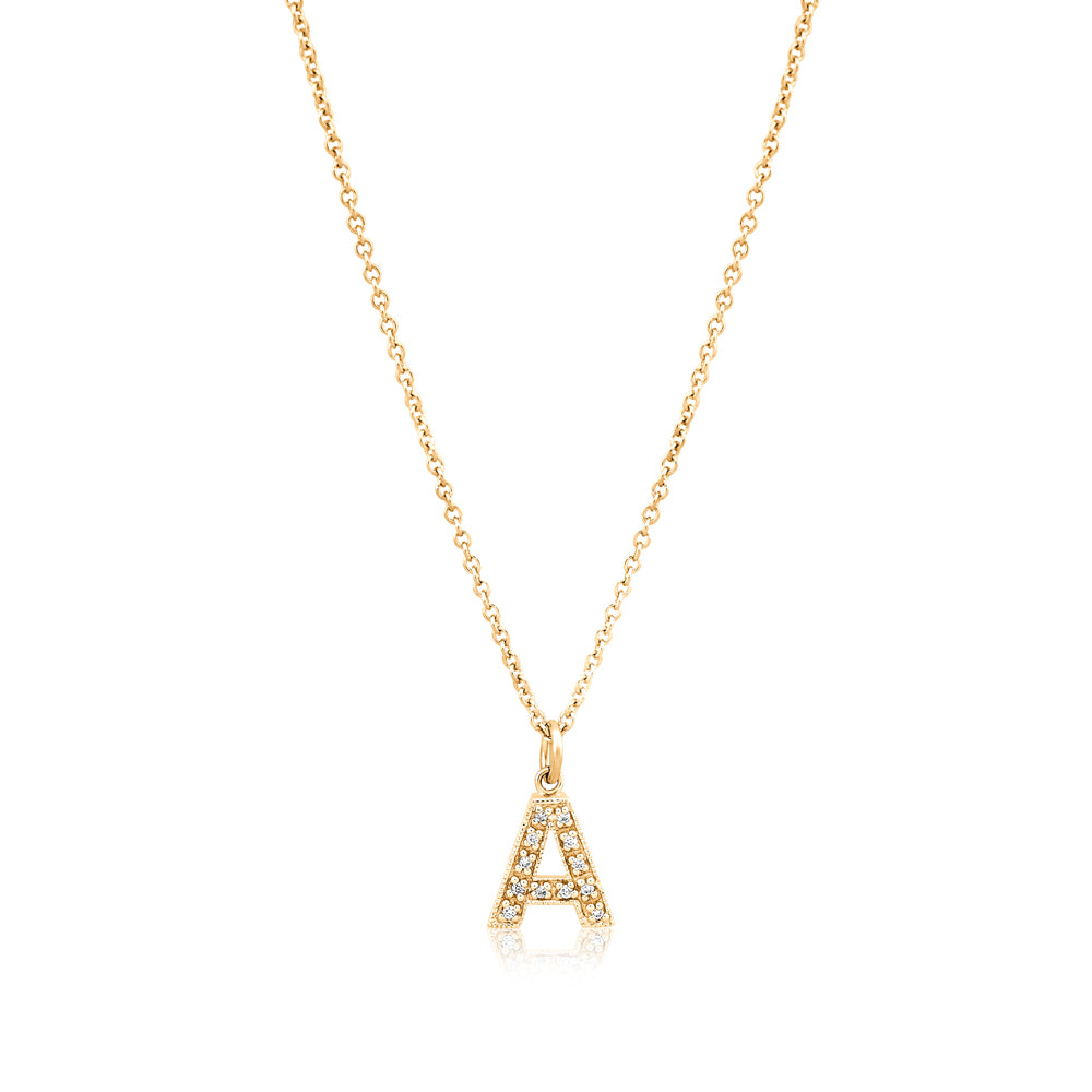 Monogram gold diamond pendant necklaces Clearance