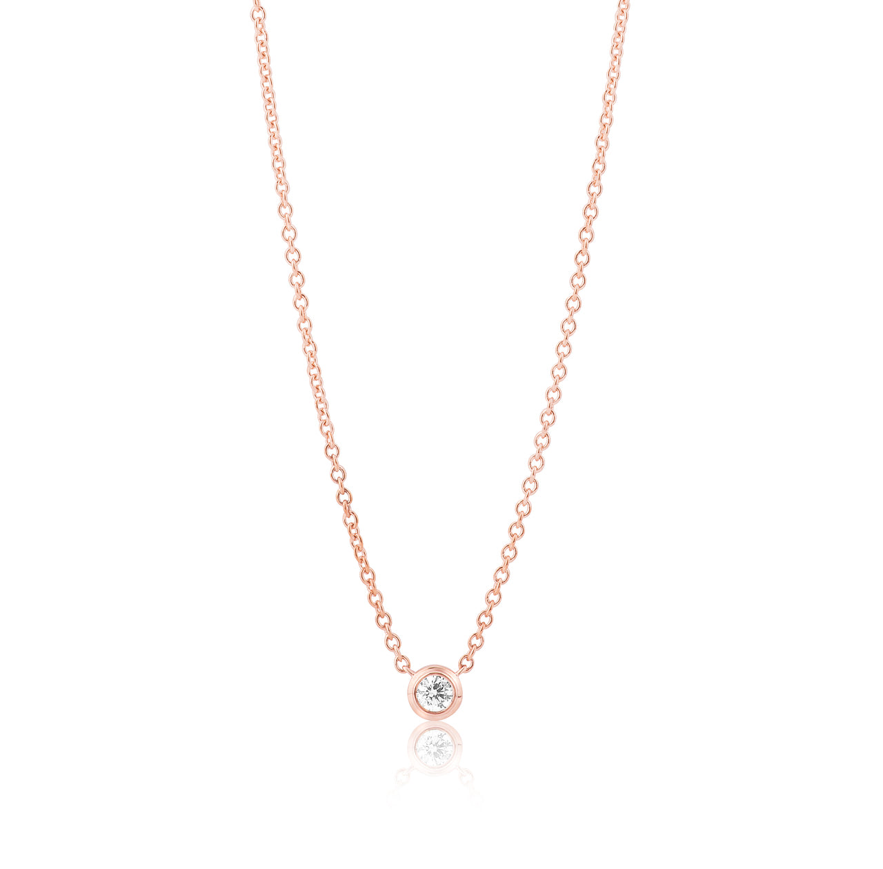 Diamond Solitaire Necklace in Rose Gold