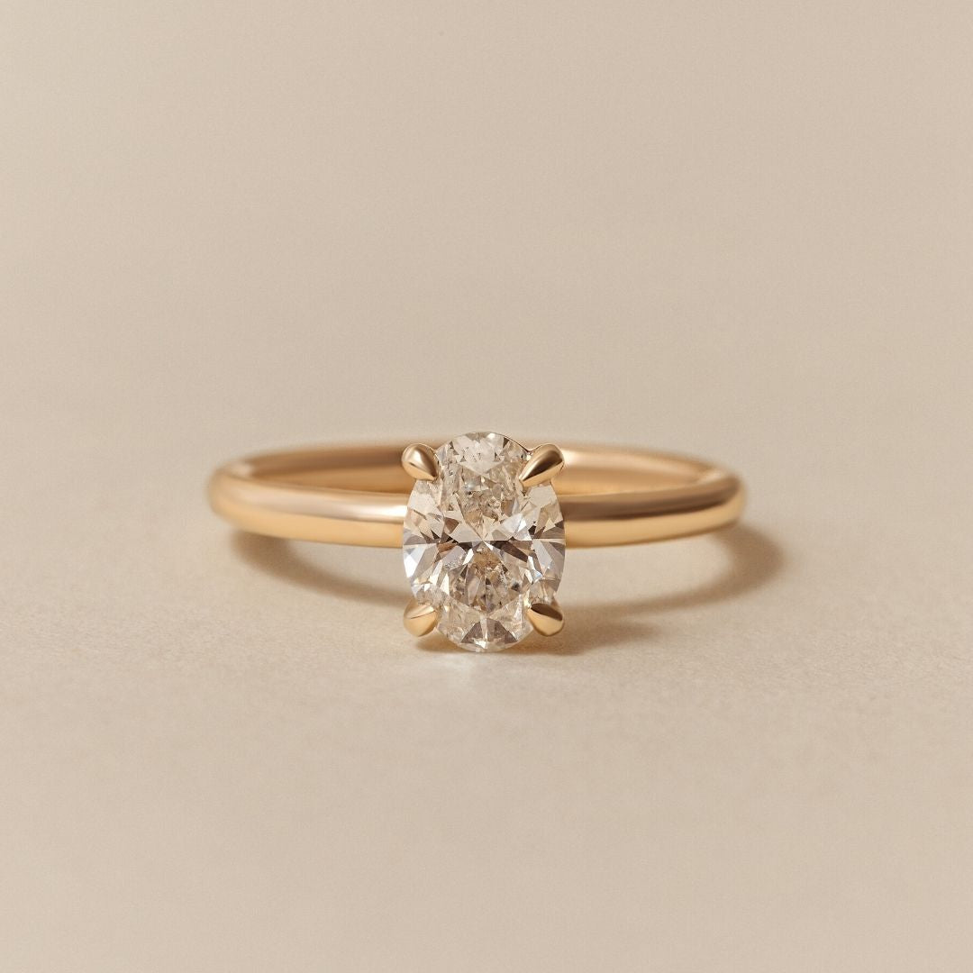 Ava Oval Diamond Engagement Ring - 1.00 carat Lab Grown Diamond with Diamond Band 18ct Yellow Gold