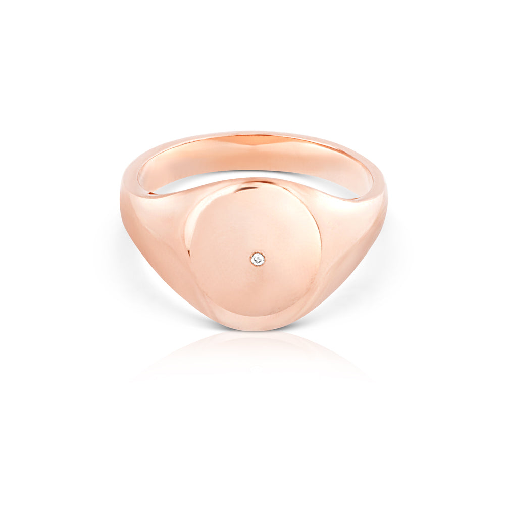 Chelsea Rose Gold Signet Ring with Diamond