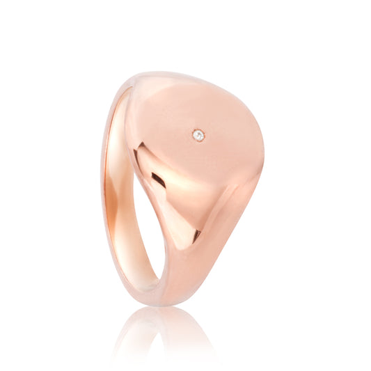 Chelsea Rose Gold Signet Ring with Diamond