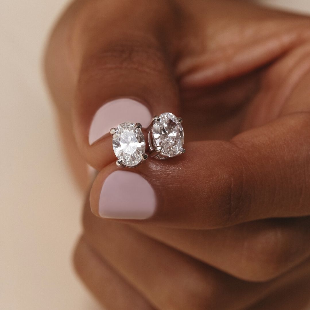 Cecille Oval 1.40 Carat Lab Diamond Stud Earrings