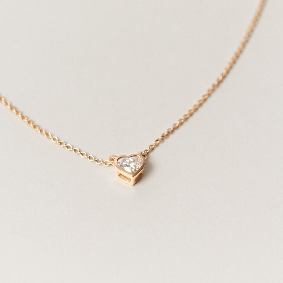 Dante Heart Pendant Necklace - .50 carat Lab Grown Diamond Pendant Necklace 14ct Yellow Gold