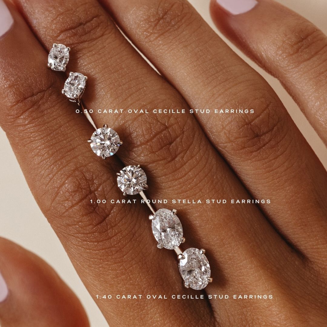 Cecille Oval 1.40 Carat Lab Diamond Stud Earrings