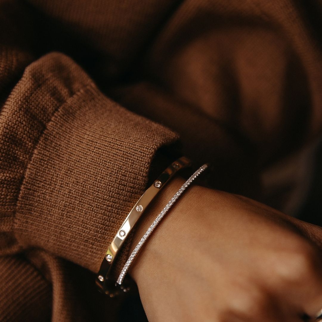 Ellie Diamond Bangle 14k White Gold