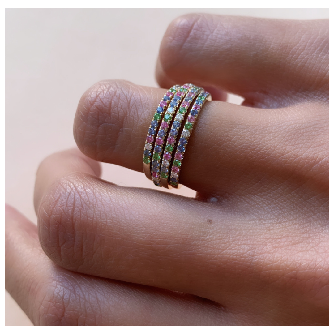 Rainbow Eternity Ring Yellow Gold Size Small
