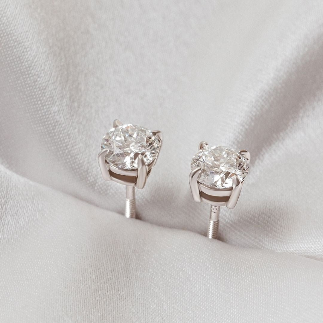 Stella Diamond Earrings - 1.00 carat Lab Grown Diamond Studs 18ct White Gold