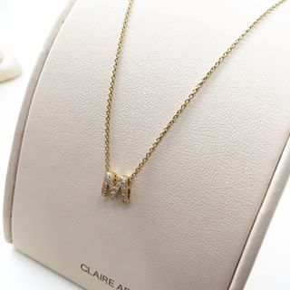 3D Diamond Letter Monogram Necklace White Gold