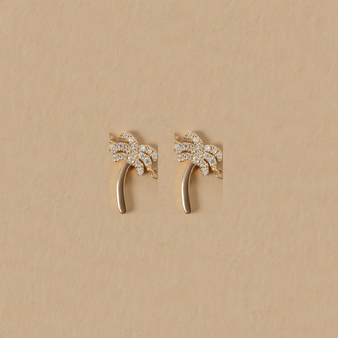 Diamond Tree of Change Cord Earrings - 14ct Yellow Gold
