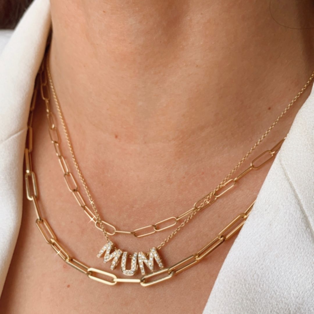 Mum Diamond Necklace 14 Yellow Gold