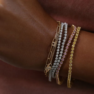 3.07 carat Yellow Sapphire Tennis Bracelet 18 Yellow Gold