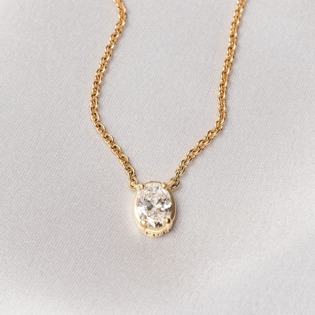 Adora Oval Pendant Necklace - .50 carat Lab Diamond Pendant Necklace 18ct Yellow Gold