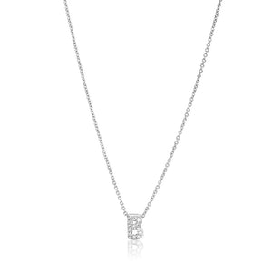3D Diamond Letter Monogram Necklace White Gold