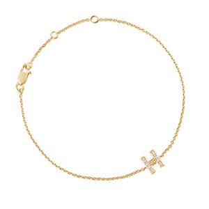 Diamond Letter Monogram Bracelet Yellow Gold