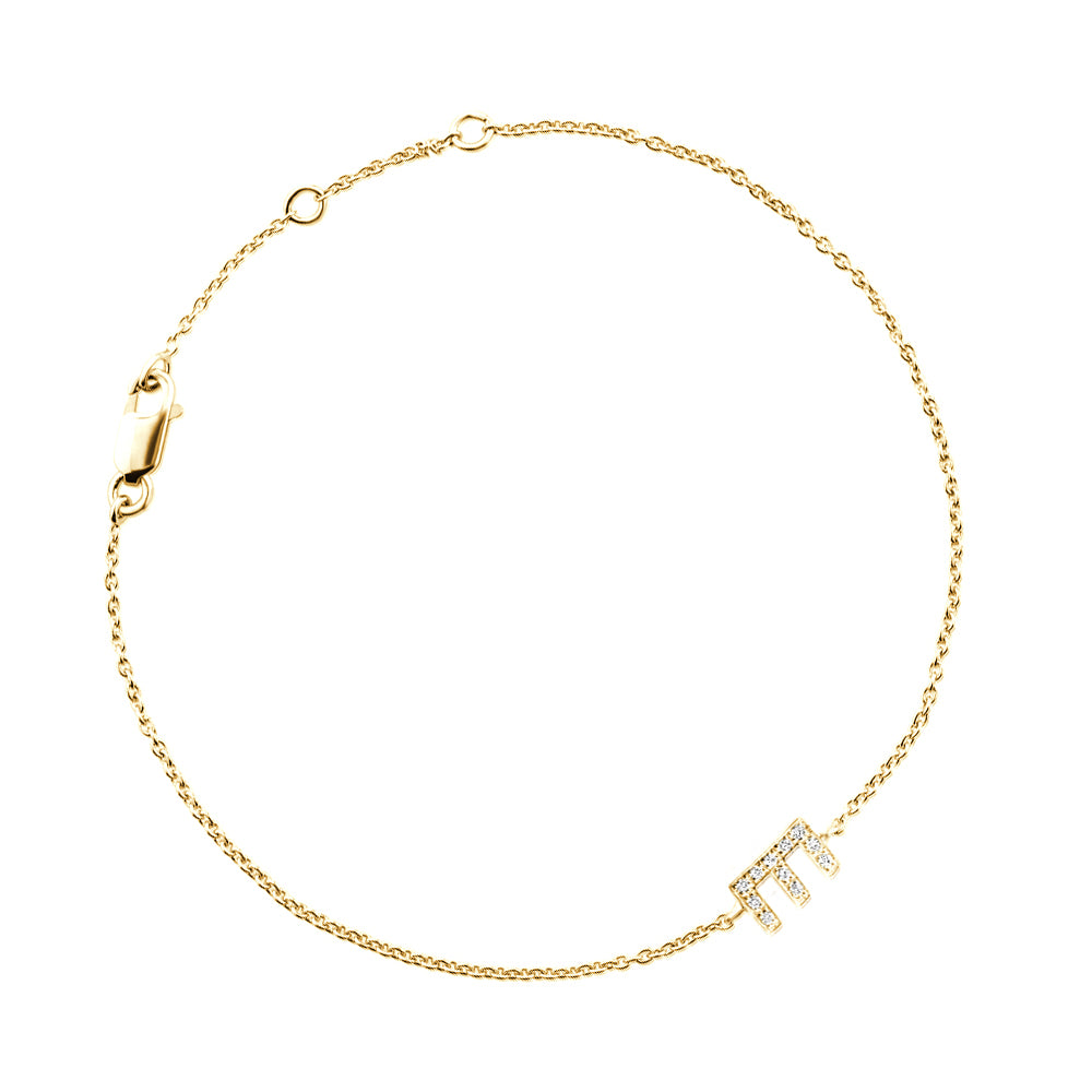 Diamond Letter Monogram Bracelet Yellow Gold