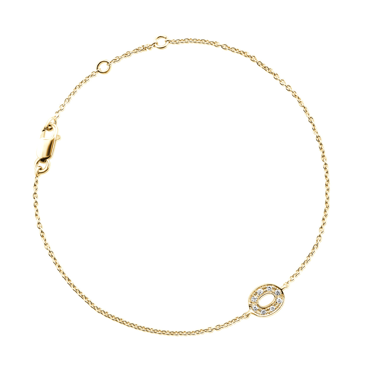 Diamond Letter Monogram Bracelet Yellow Gold