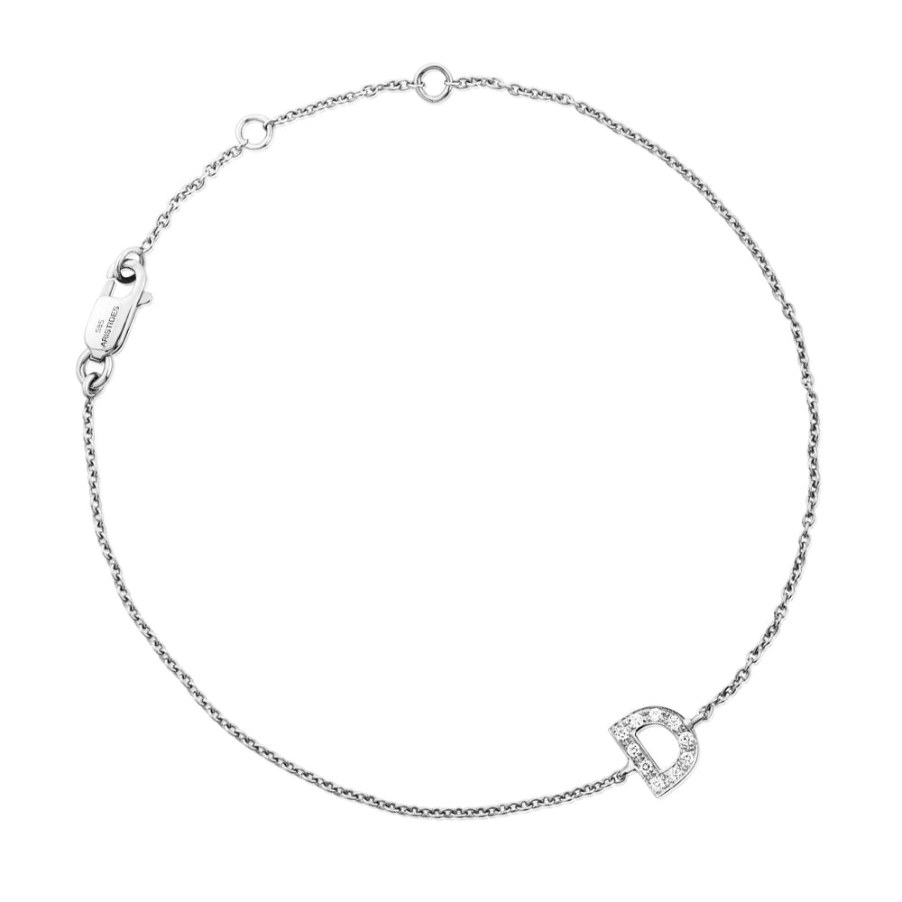 Diamond Letter Monogram Bracelet White Gold