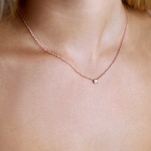 Diamond Solitaire Necklace in Rose Gold