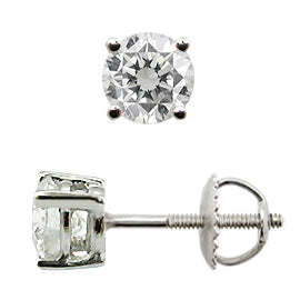 Diamond Stud Earrings 1.00 carat White Gold 18k