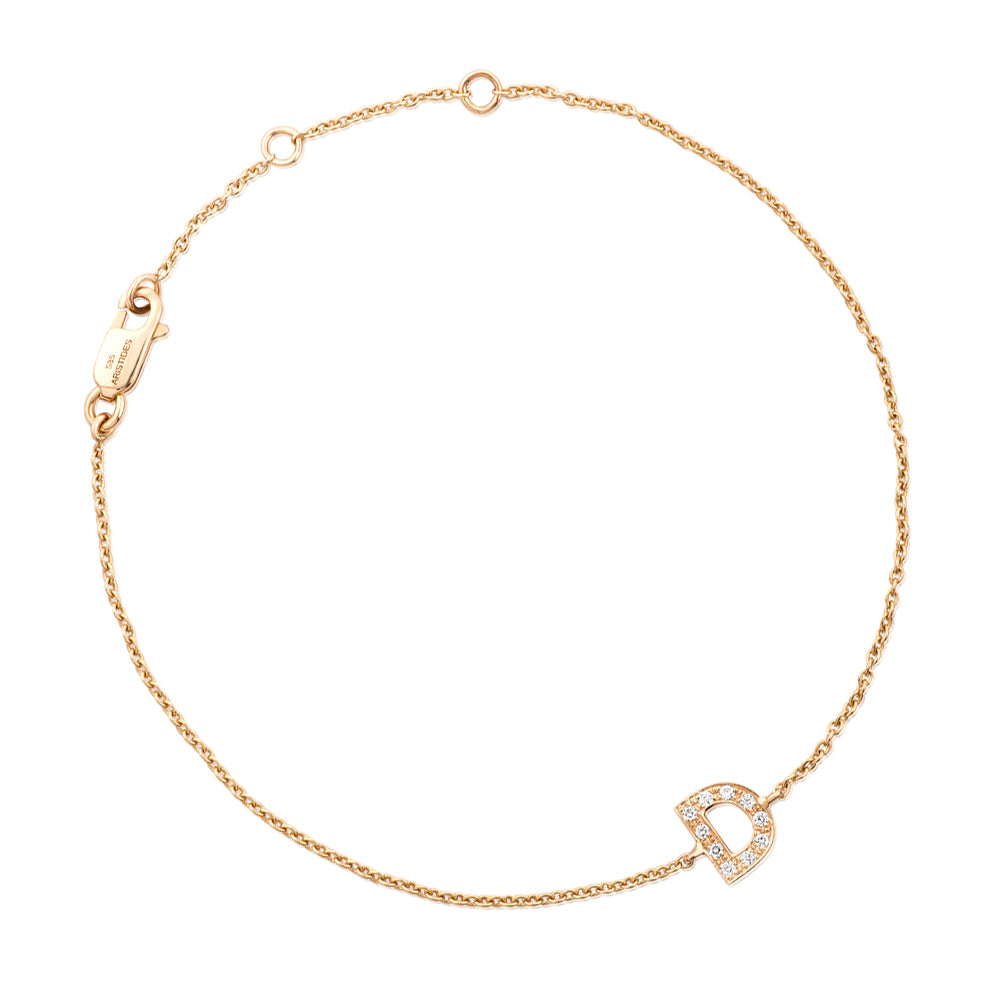 Diamond Letter Monogram Bracelet Yellow Gold