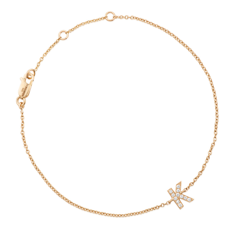 Diamond Letter Monogram Bracelet Yellow Gold