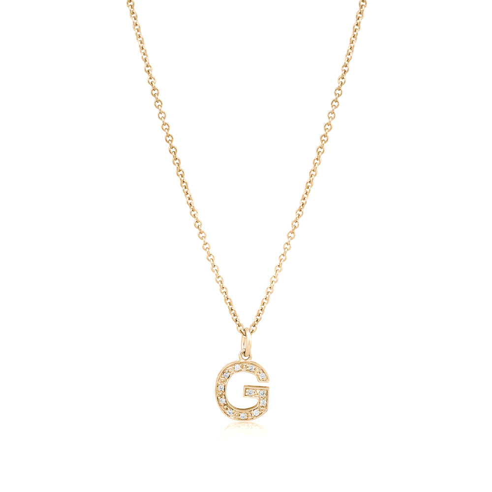 Monogram gold diamond pendant necklaces Clearance