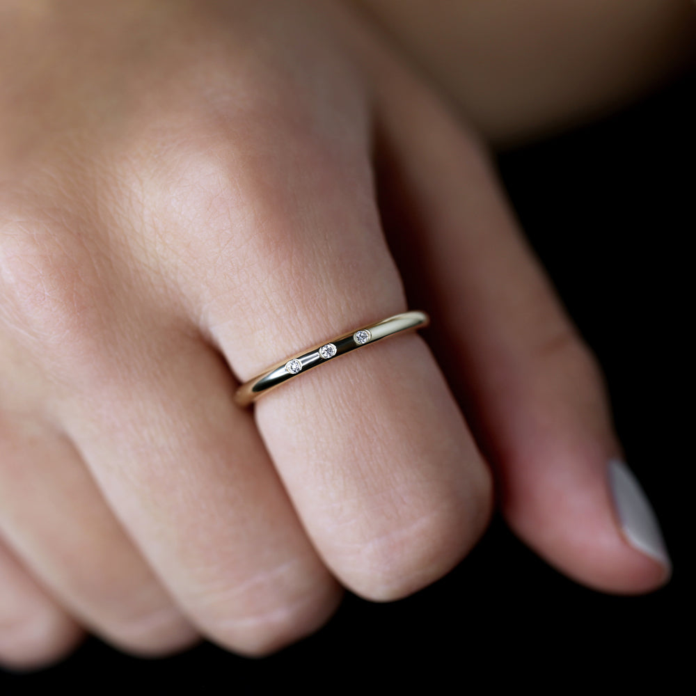 Little Darlings 3 Diamonds Rose Gold Ring