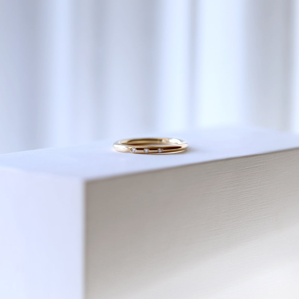 Little Darlings 3 Diamonds Yellow Gold Ring