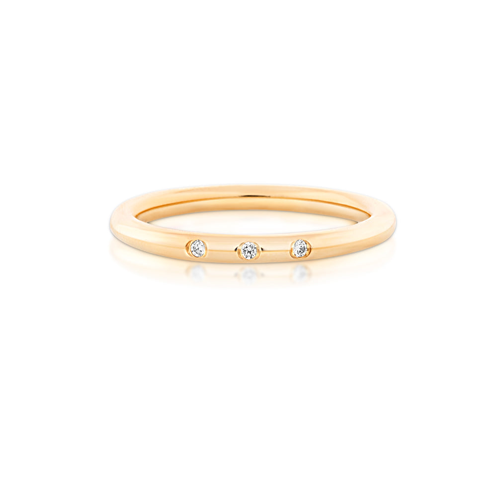Little Darlings 3 Diamonds Yellow Gold Ring