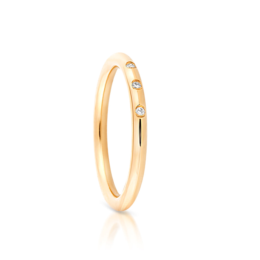 Little Darlings 3 Diamonds Yellow Gold Ring