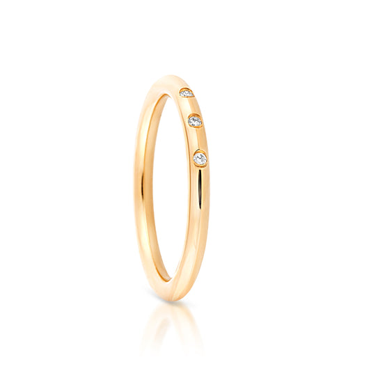 Little Darlings 3 Diamonds Yellow Gold Ring