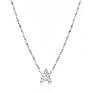 Diamond Letter Monogram White Gold Necklace