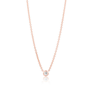 Diamond Solitaire Necklace in Rose Gold