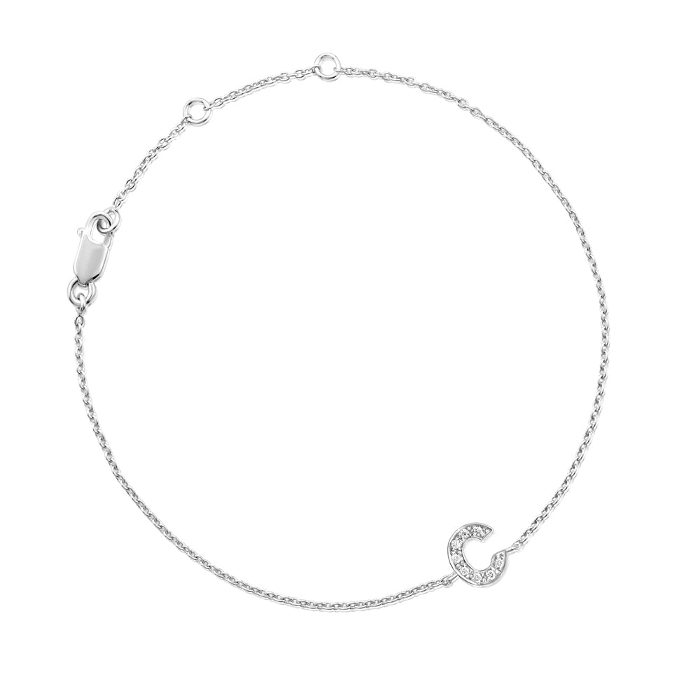 Diamond Letter Monogram Bracelet White Gold