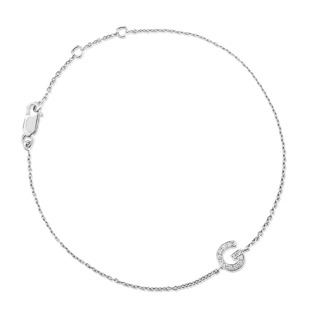 Diamond Letter Monogram Bracelet White Gold