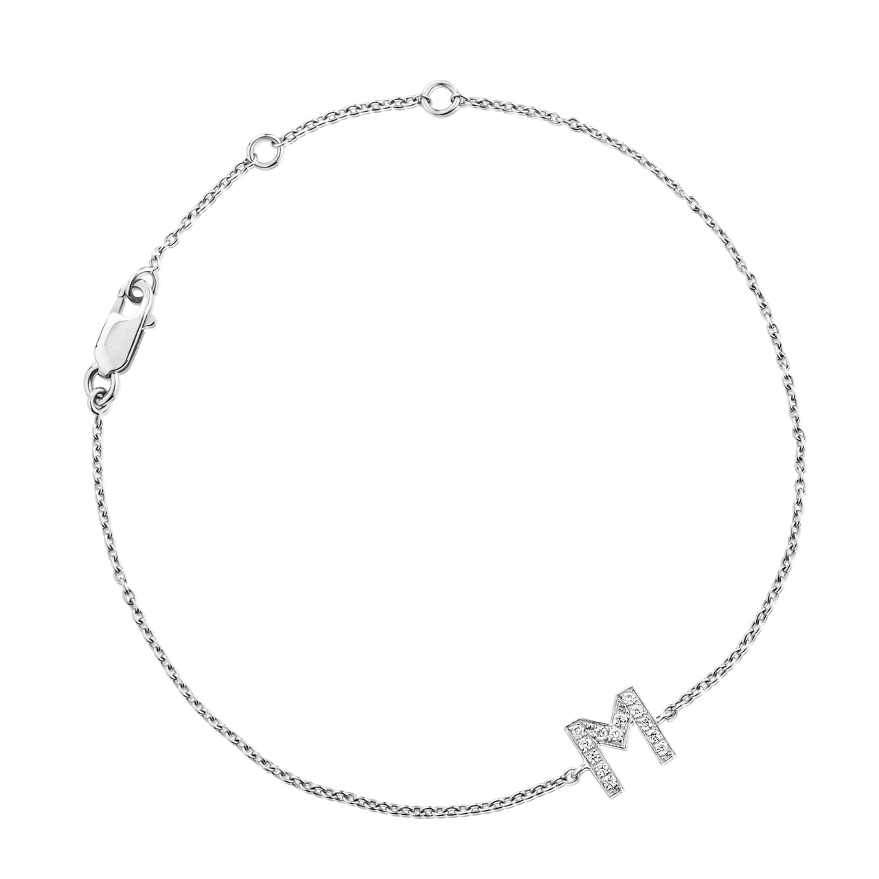 Diamond Letter Monogram Bracelet White Gold