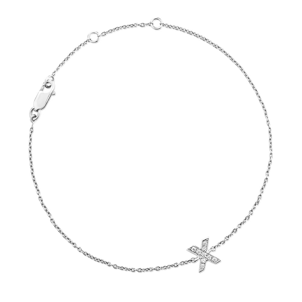 Diamond Letter Monogram Bracelet White Gold