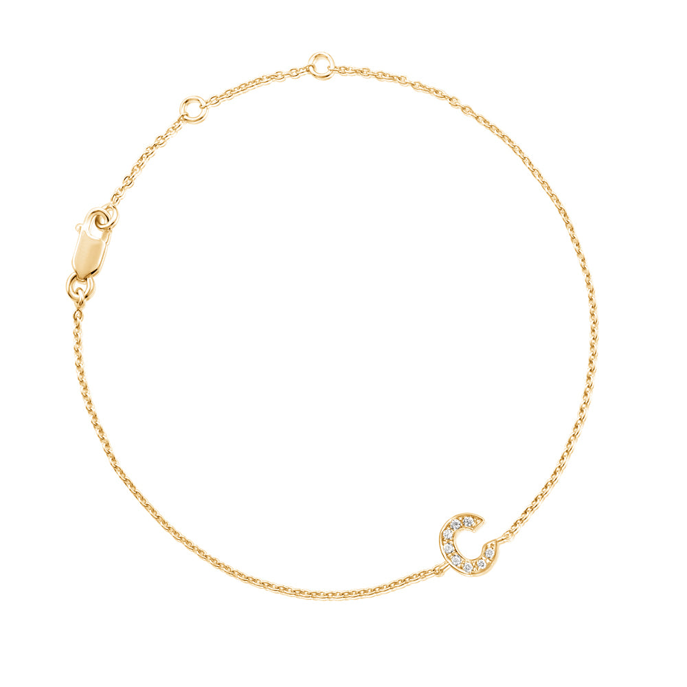 Diamond Letter Monogram Bracelet Yellow Gold