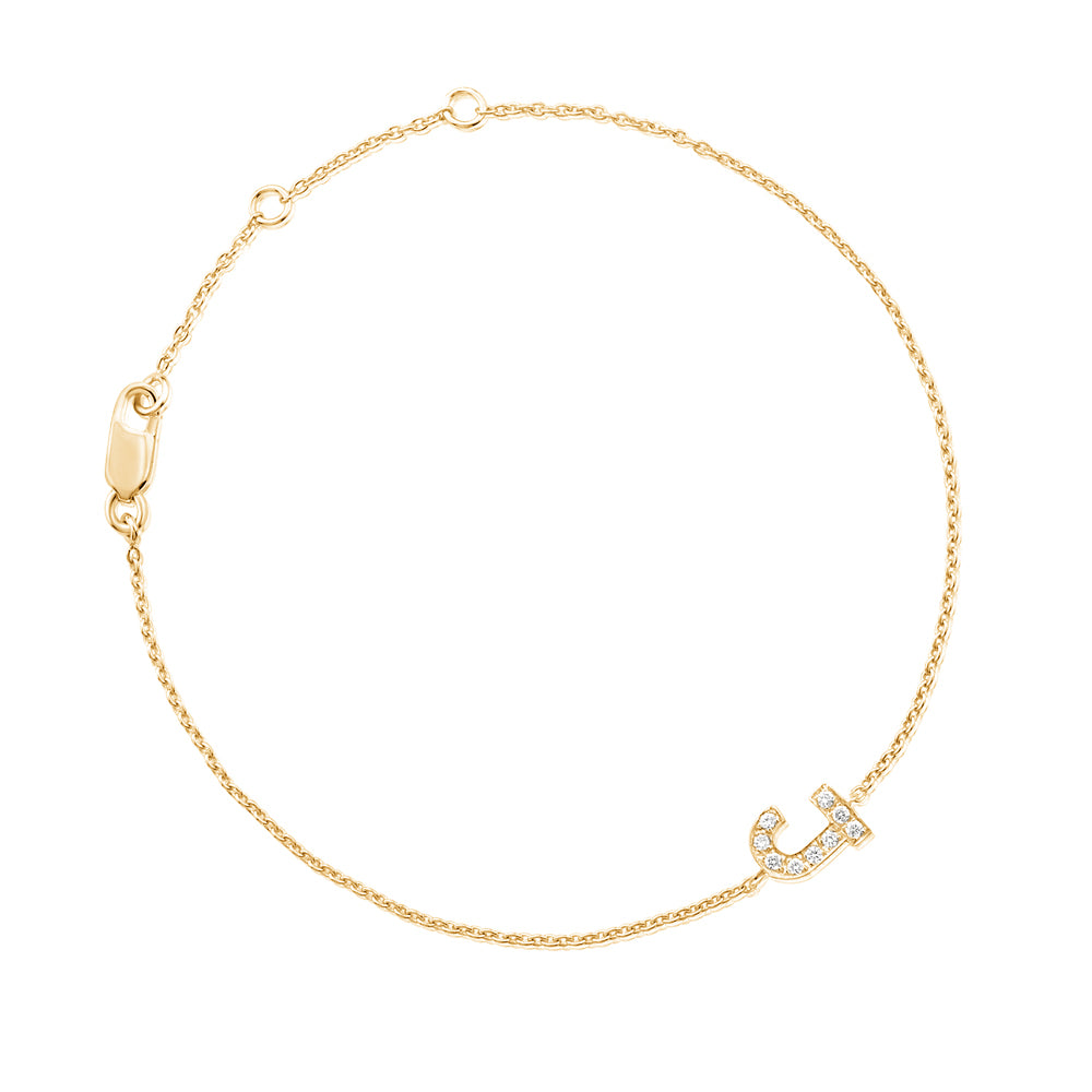 Diamond Letter Monogram Bracelet Yellow Gold