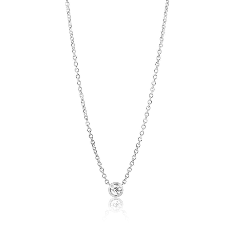 Diamond Solitaire Necklace in White Gold