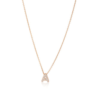 3D Diamond Letter Monogram Necklace Yellow Gold