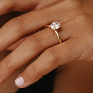 Ava Oval Diamond Engagement Ring - 1.00 carat Lab Grown Diamond with Diamond Band 18ct Yellow Gold
