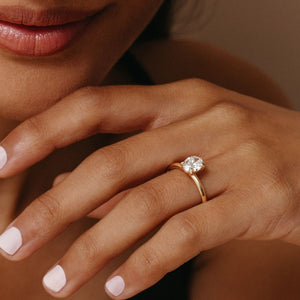 Ava Oval Diamond Engagement Ring - 1.00 carat Lab Grown Diamond with Diamond Band 18ct Yellow Gold