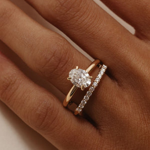 Ava Oval Diamond Engagement Ring - 1.00 carat Lab Grown Diamond with Diamond Band 18ct Yellow Gold