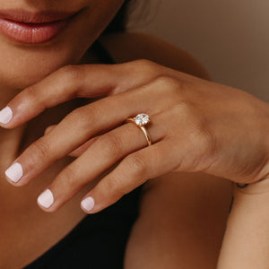 Ava Oval Diamond Engagement Ring - 1.00 carat Lab Grown Diamond with Diamond Band 18ct Yellow Gold
